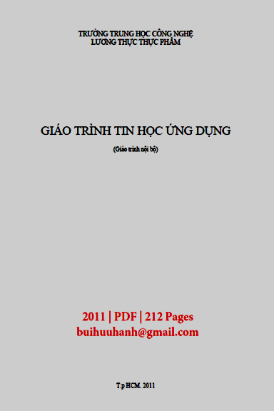Giáo Trình Tin Học Ứng Dụng (NXB Hồ Chí Minh 2011) - Lê Thái Sơn, 212 Trang