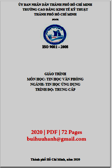 Giáo Trình Tin Học Văn Phòng (NXB Kinh Tế Kỹ Thuật 2020) - Thái Thị Ngọc Lý, 72 Trang