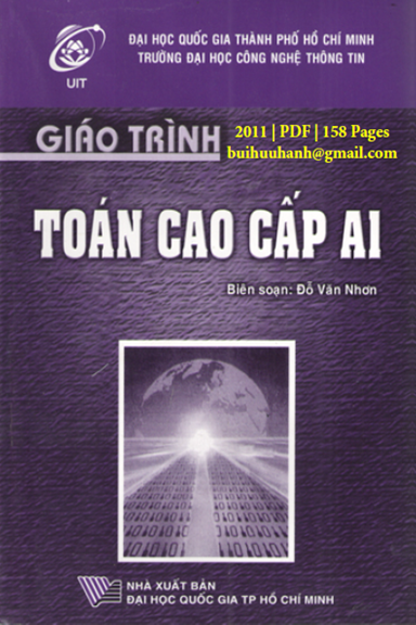 Giáo Trình Toán Cao Cấp A1 (NXB Đại Học Quốc Gia 2011) - Đỗ Văn Nhơn, 158 Trang