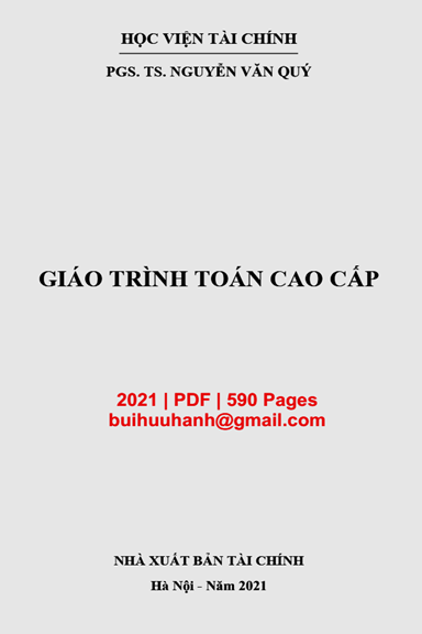 Giáo Trình Toán Cao Cấp (NXB Tài Chính 2021) - Nguyễn Văn Quý, 590 Trang