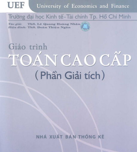 Giáo Trình Toán Cao Cấp-Phần Giải Tích (NXB Thống Kê 2008) - Lê Quang Hoàng Nhân, 393 Trang