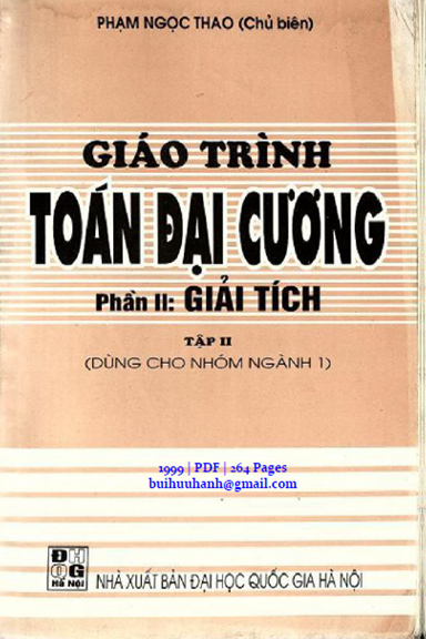 Giáo Trình Toán Đại Cương Phần II-Giải Tích Tập 2 (NXB Đại Học Quốc Gia 1999) - Phạm Ngọc Thao