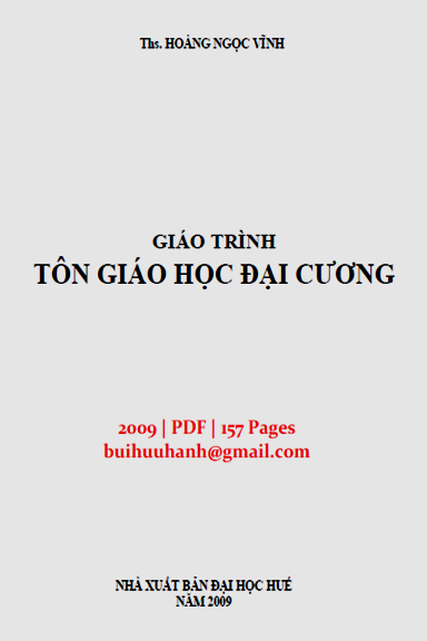 Giáo Trình Tôn Giáo Học Đại Cương (NXB Đại Học Huế 2009) - Hoàng Ngọc Vĩnh, 157 Trang