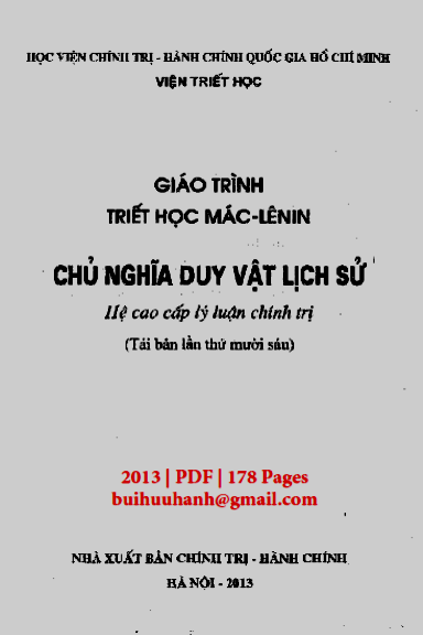 Giáo Trình Triết Học Mác-Lênin Chủ Nghĩa Duy Vật Lịch Sử - Trần Phúc Thăng, 89 Trang