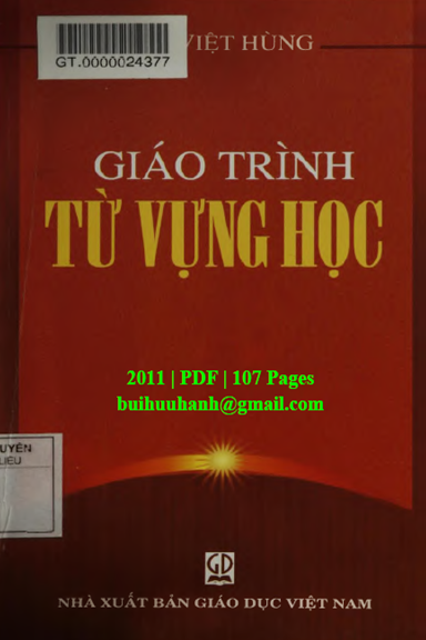 Giáo Trình Từ Vựng Học (NXB Giáo Dục 2011) - Đỗ Việt Hùng, 107 Trang