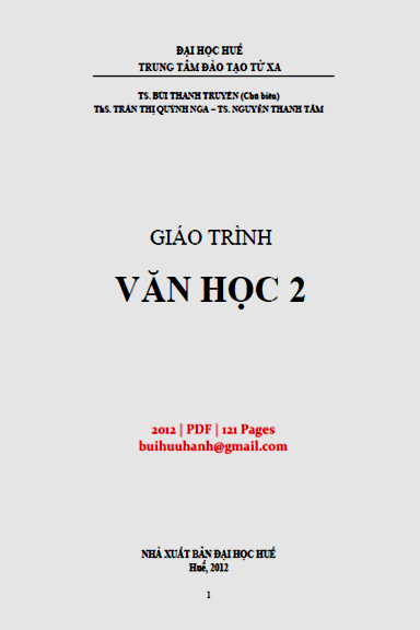 Giáo Trình Văn Học 2 (NXB Đại Học Huế 2012) - Bùi Thanh Truyền, 121 Trang