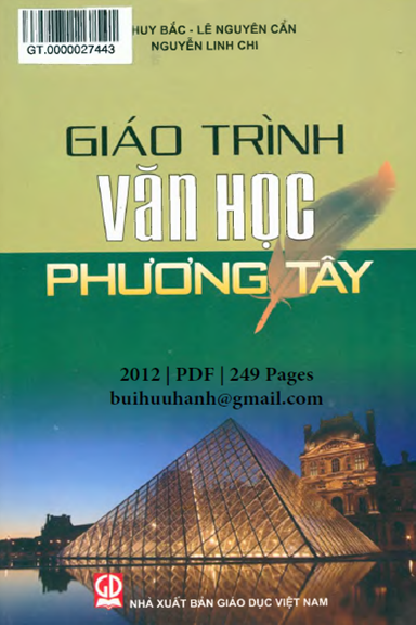 Giáo Trình Văn Học Phương Tây (NXB Giáo Dục 2012) - Lê Huy Bắc, 249 Trang