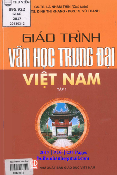 Giáo Trình Văn Học Trung Đại Việt Nam Tập 1 (NXB Giáo Dục 2017) - Lã Nhâm Thìn, 224 Trang