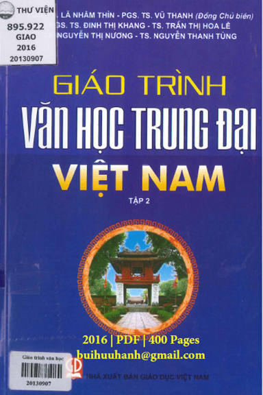 Giáo Trình Văn Học Trung Đại Việt Nam Tập 2 (NXB Giáo Dục 2016) - Lã Nhâm Thìn, 400 Trang