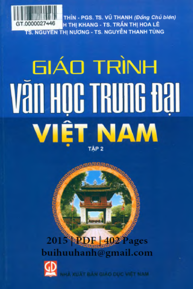 Giáo Trình Văn Học Trung Đại Việt Nam Tập 2 (NXB Giáo Dục 2015) - Lã Nhâm Thìn, 402 Trang
