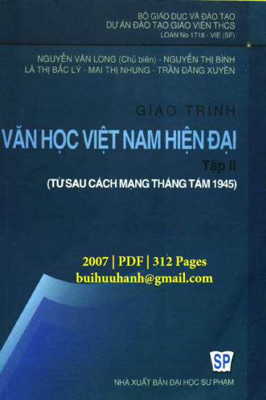 Giáo Trình Văn Học Việt Nam Hiện Đại Tập 2 (NXB Đại Học Sư Phạm 2007) - Nguyễn Văn Long, 312 Trang