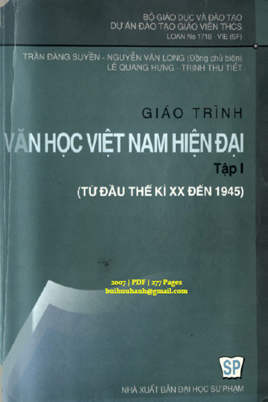 Giáo Trình Văn Học Việt Nam Hiện Đại Tập 1 (NXB Đại Học Sư Phạm 2007) - Nguyễn Văn Long, 277 Trang