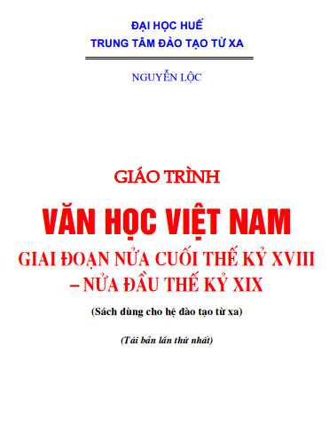Giáo Trình Văn Học Việt Nam (NXB Đại Học Huế 2008) - Nguyễn Lộc, 198 Trang