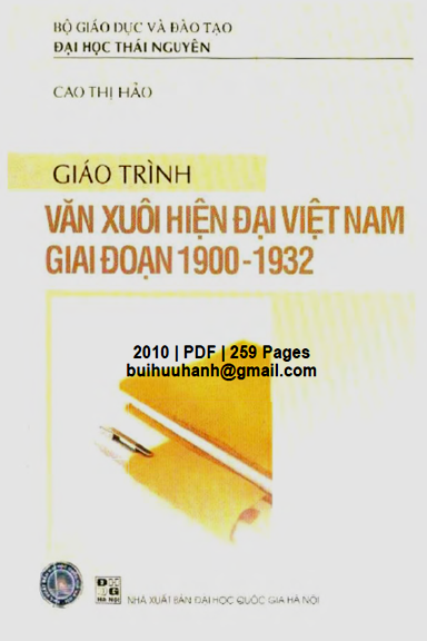 Giáo Trình Văn Xuôi Hiện Đại Việt Nam Giai Đoạn 1900-1932 (NXB Đại Học Quốc Gia 2010) - Cao Thị Hảo