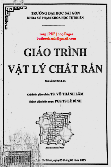 Giáo Trình Vật Lý Chất Rắn (NXB Đại Học Sài Gòn 2015) - Võ Thành Lâm, 209 Trang