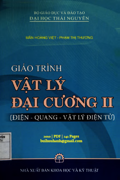 Giáo Trình Vật Lý Đại Cương II (NXB Khoa Học Kỹ Thuật 2010) - Mẫn Hoàng Việt, 241 Trang