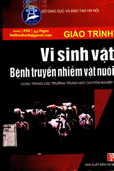 Giáo Trình Vi Sinh Vật-Bệnh Truyền Nhiễm Vật Nuôi (NXB Hà Nội 2007) - Nguyễn Bá Hiên, 353 Trang