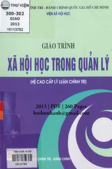 Giáo Trình Xã Hội Học Trong Quản Lý (NXB Chính Trị Hành Chính 2013) - Nguyễn Đình Tuấn, 260 Trang