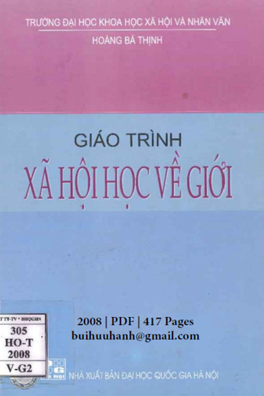 Giáo Trình Xã Hội Học Về Giới (NXB Đại Học Quốc Gia 2008) - Hoàng Bá Thịnh, 417 Trang