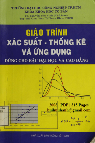 Giáo Trình Xác Suất-Thống Kê Và Ứng Dụng (NXB Thống Kê 2008) - Nguyễn Phú Vinh, 315 Trang