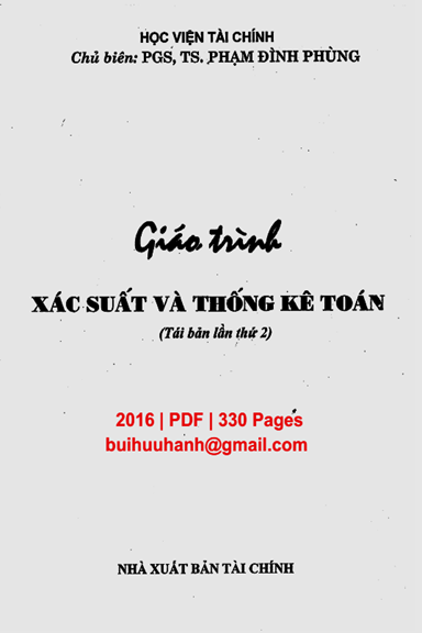 Giáo Trình Xác Suất Và Thống Kê Toán (NXB Tài Chính 2016) - Phạm Đình Phùng, 330 Trang