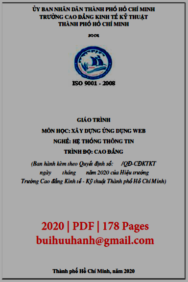 Giáo Trình Xây Dựng Ứng Dụng Web (NXB Kinh Tế Kỹ Thuật 2020) - Nguyễn Gia Quang Đăng, 178 Trang