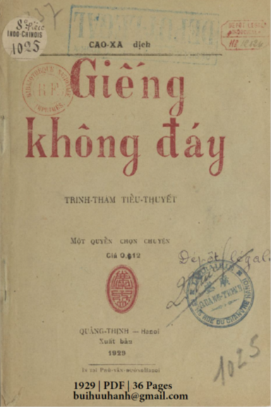 Giếng Không Đáy (NXB Quảng Thịnh 1929) - Cao Xa, 36 Trang