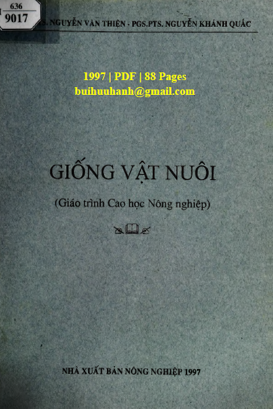 Giống Vật Nuôi (NXB Nông Nghiệp 1997) - Nguyễn Văn Thiện, 88 Trang