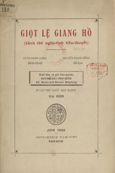 Giọt Lệ Giang Hồ (NXB Nam Việt 1928) - Trần Ngôn Long, 100 Trang
