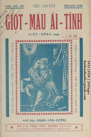 Giọt Máu Ái Tình Cuốn 2 (NXB Bảo Tồn 1935) - Việt Đông, 24 Trang