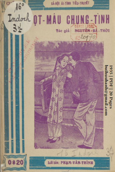 Giọt Máu Chung Tình Cuốn 1-3 (NXB Bảo Tồn 1935) - Nguyễn Bá Thời, 60 Trang