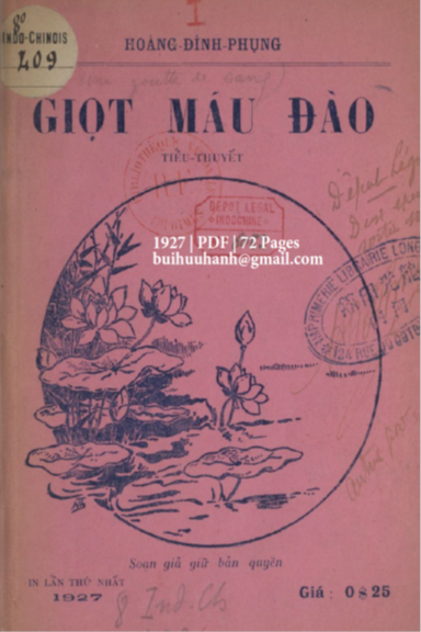 Giọt Máu Đào (NXB Long Quang 1927) - Hoàng Đình Phụng, 72 Trang