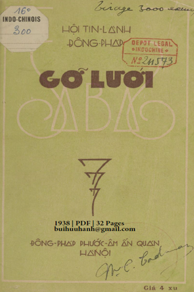 Gỡ Lưới Sa Bát Quyển 1 (NXB Tin Lành 1938) - J. Buchler, 32 Trang