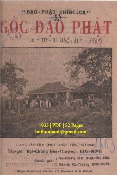Gốc Đạo Phật Là Từ Bi Bác Ái (NXB Bảo Tồn 1933) - Giai Minh, 52 Trang