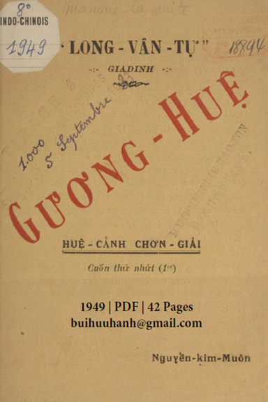 Gương Huệ-Huệ Cảnh Chơn Giải Cuốn 1 (NXB Bảo Tồn 1949) - Nguyễn Kim Muôn, 42 Trang