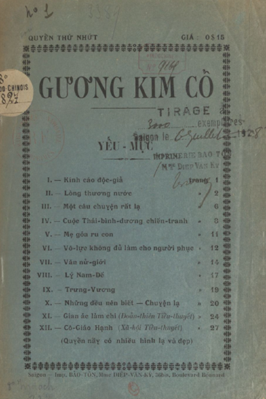 Gương Kim Cổ Quyển 1 (NXB Bảo Tồn 1928) - Trúc Viên, 40 Trang