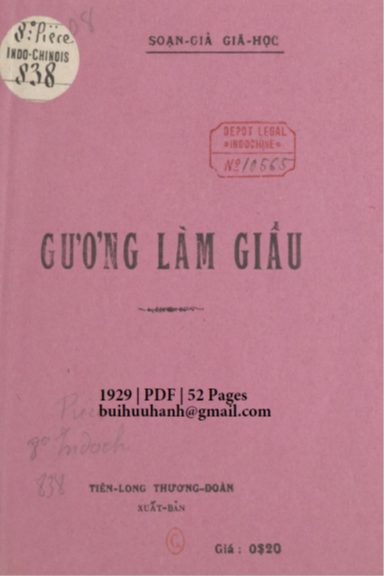 Gương Làm Giầu (NXB Tiên Long Thương Đoàn 1929) - Giã Học, 52 Trang
