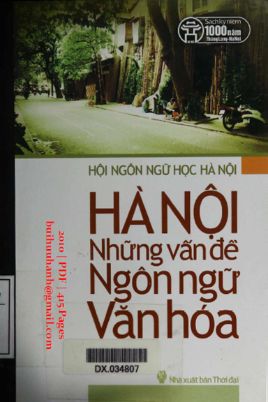 Hà Nội Những Vấn Đề Ngôn Ngữ Văn Hóa (NXB Thời Đại 2010) - Nhiều Tác Giả, 415 Trang