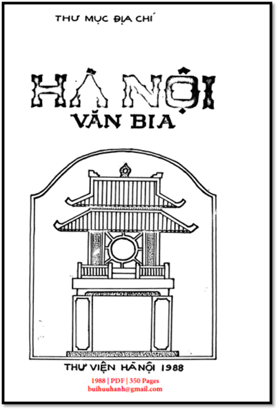 Hà Nội Văn Bia Tập 1 (NXB Hà Nội 1988) - Vũ Khiêu, 350 Trang