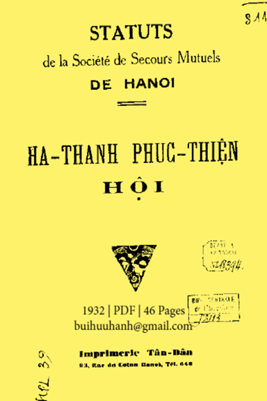 Hà Thành Phúc Thiện Hội (NXB Tân Dân 1932) - Phan Văn Thỏa, 46 Trang