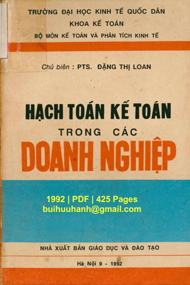 Hạch Toán Kế Toán Trong Các Doanh Nghiệp (NXB Giáo Dục 1992) - Đặng Thị Loan, 425 Trang