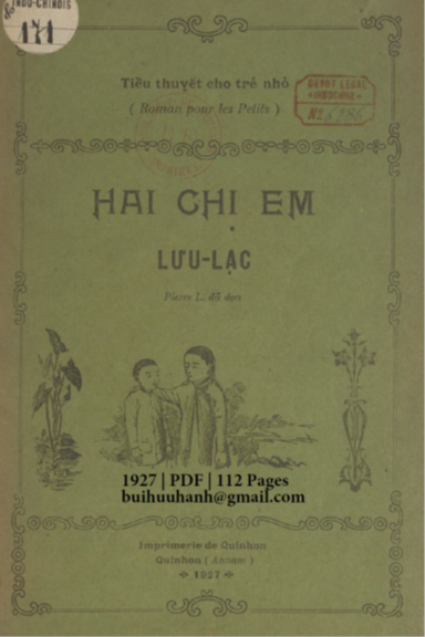 Hai Chị Em Lưu Lạc (NXB Qui Nhơn 1927) - Pierre Lục, 112 Trang