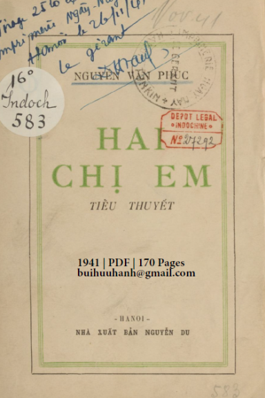 Hai Chị Em (NXB Nguyễn Du 1941) - Nguyễn Văn Phúc, 170 Trang