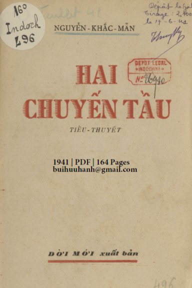 Hai Chuyến Tầu (NXB Đời Mới 1941) - Nguyễn Khắc Mẫn, 164 Trang