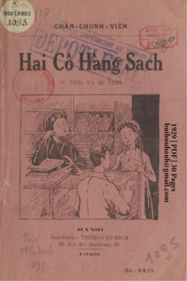 Hai Cô Hàng Sách (NXB Trịnh Văn Bích 1929) - Trần Chung Viên, 30 Trang