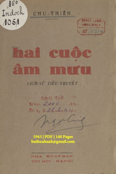 Hai Cuộc Âm Mưu (NXB Đời Mới 1943) - Chu Thiên, 140 Trang