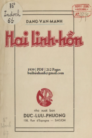 Hai Linh Hồn (NXB Đức Lưu Phương 1939) - Đặng Văn Mạnh, 212 Trang