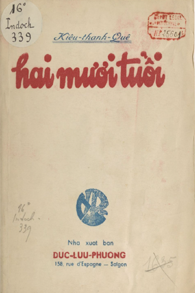 Hai Mươi Tuổi (NXB Đức Lưu Phương 1940) - Kiều Thanh Quế, 156 Trang