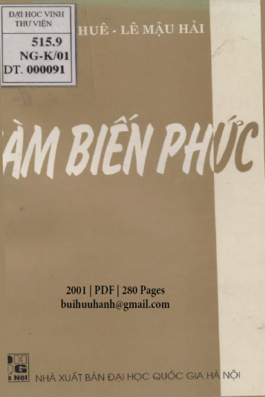 Hàm Biến Phức (NXB Đại Học Quốc Gia 2001) - Nguyễn Văn Khuê, 280 Trang