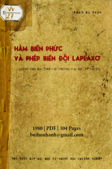 Hàm Biến Phức Và Phép Biến Đổi Laplaxơ (NXB Đại Học 1980) - Phan Bá Ngọc, 304 Trang
